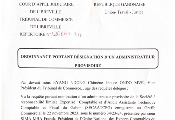 Ordonnance n°20/23-24 du Tribunal de Commerce de Libreville